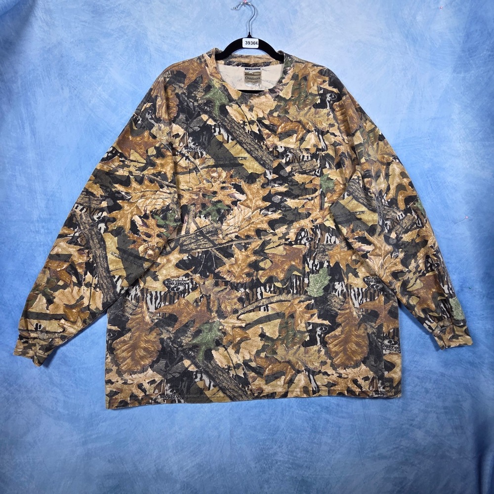 Jerzees Outdoors Mossy Oak Forest Floor Camo Long Sleeve Pocket T-Shirt 2XL Mens